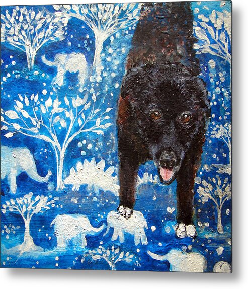 Pet Portrait Metal Print featuring the painting Stormy - Pet Portrait by Ashleigh Dyan Bayer