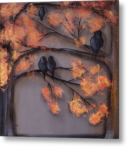 Birds Metal Print featuring the painting Summer Evenings by Abril Andrade