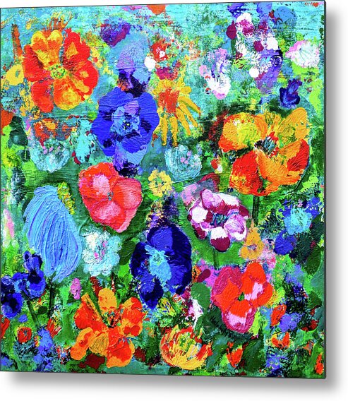 Halehabstract Metal Print featuring the painting Summer Garden by Haleh Mahbod