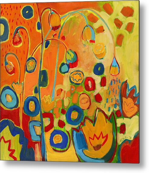 Abstract Metal Print featuring the painting Summer Showers by Jennifer Lommers