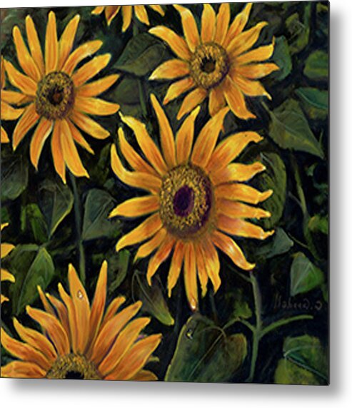 Pillow Metal Print featuring the painting Sunflower 2 by Claudia Goodell