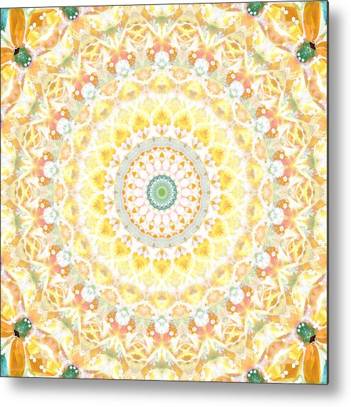 Sunflower Metal Print featuring the painting Sunflower Mandala- Abstract Art by Linda Woods by Linda Woods