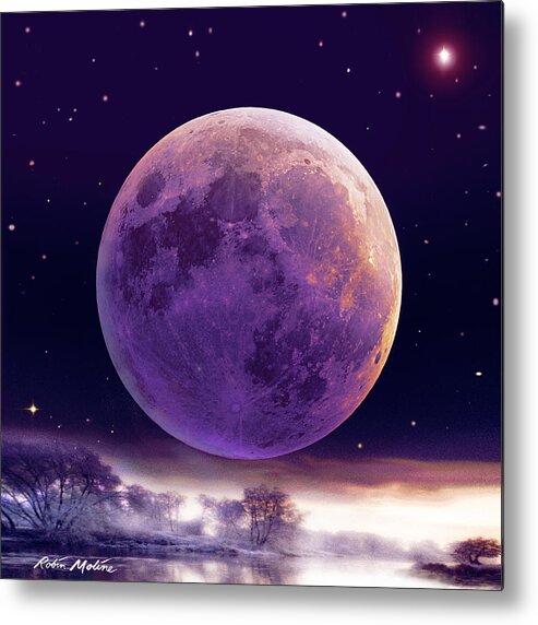 Cold Moon Metal Print featuring the digital art Super Cold Moon over December by Robin Moline