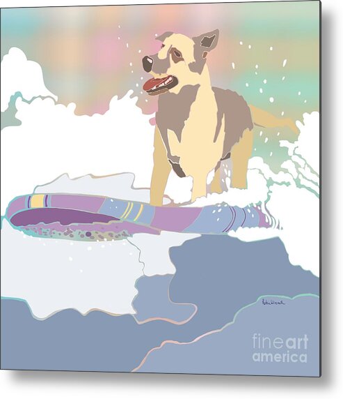 Surfing Metal Print featuring the painting Surf Doggy by Robin Wiesneth