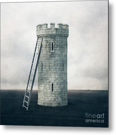 Castle Metal Print featuring the digital art Surreal Landscape - Castle Tower by Edward Fielding