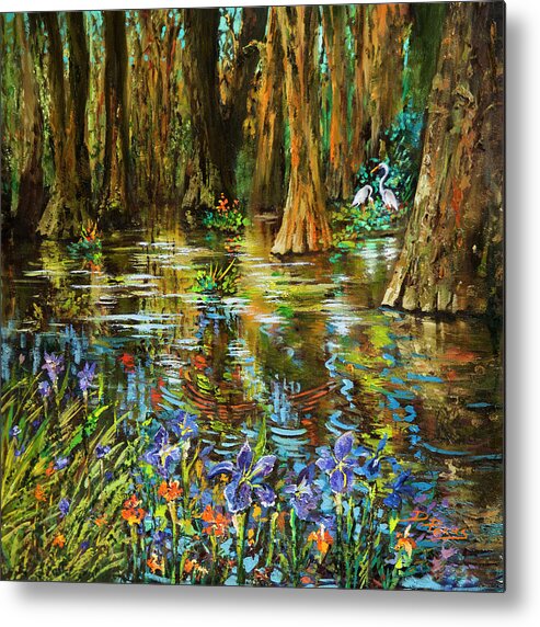 Louisiana Wildflower Iris Metal Print featuring the painting Swamp Iris by Dianne Parks