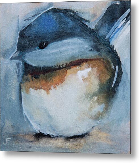 Chickadee Metal Print featuring the painting Sweet Chickadee by Jani Freimann