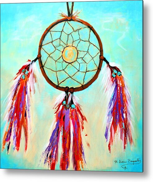 Red Metal Print featuring the painting Sweet Dream Catcher by M Diane Bonaparte