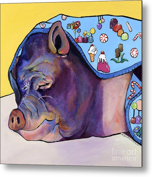Farm Animal Metal Print featuring the painting Sweet Dreams by Pat Saunders-White