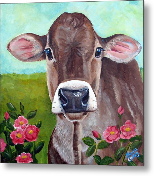 Brown Swiss Metal Print featuring the painting Sweet Matilda by Laura Carey