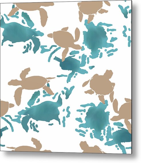 Turtle Metal Print featuring the digital art Swimming Turtles by April Burton