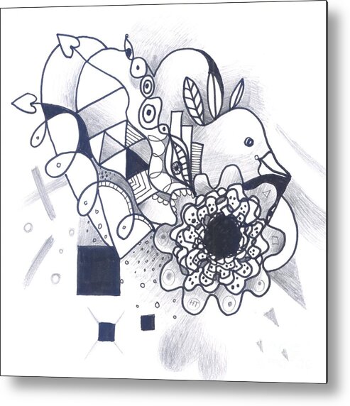 Abstract Metal Print featuring the drawing Take A Chance by Helena Tiainen