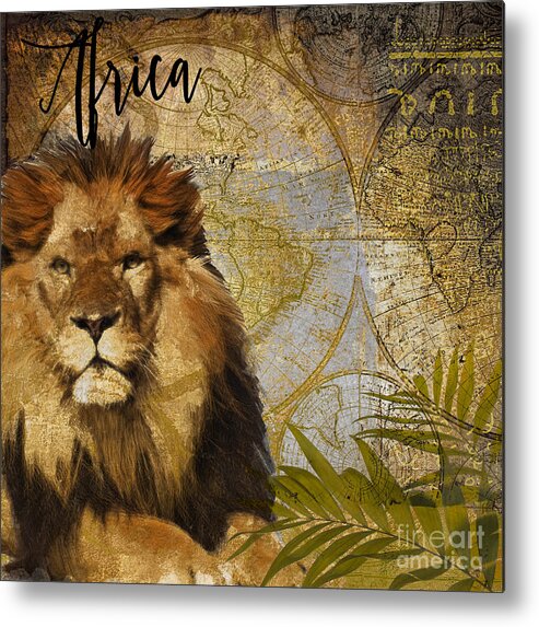 Lion Metal Print featuring the painting Taste of Africa Lion by Mindy Sommers