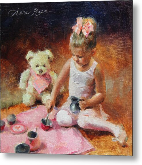 Ballerina Metal Print featuring the painting Tea for Two by Anna Rose Bain