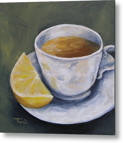 Tea Metal Print featuring the painting Tea with Lemon by Torrie Smiley
