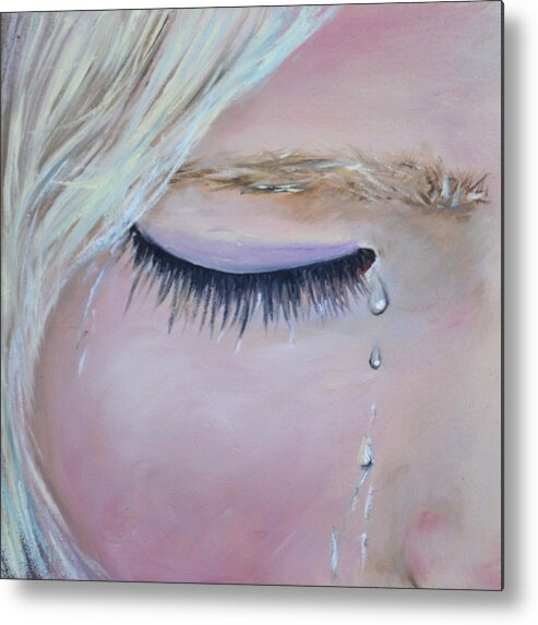 Child Metal Print featuring the painting Tears by Laura Leigh McCall