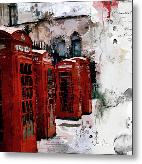 London Metal Print featuring the digital art Telephone Boxes by Nicky Jameson