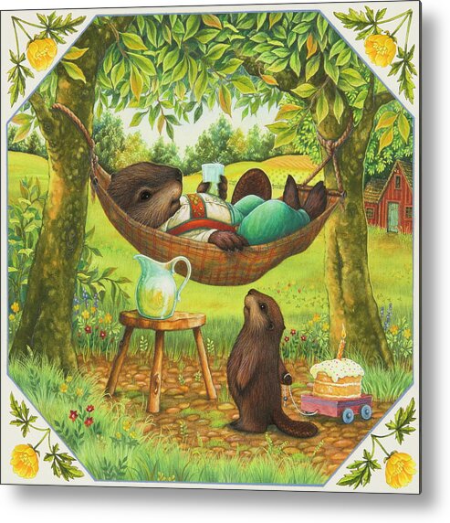 Beavers Metal Print featuring the painting The Best Birthday by Lynn Bywaters