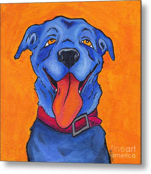 Dog Metal Print featuring the painting The Blue Dog of Sandestin by Robin Wiesneth