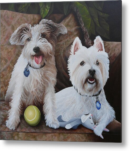 Dogs Metal Print featuring the painting The Boyz by Vic Ritchey