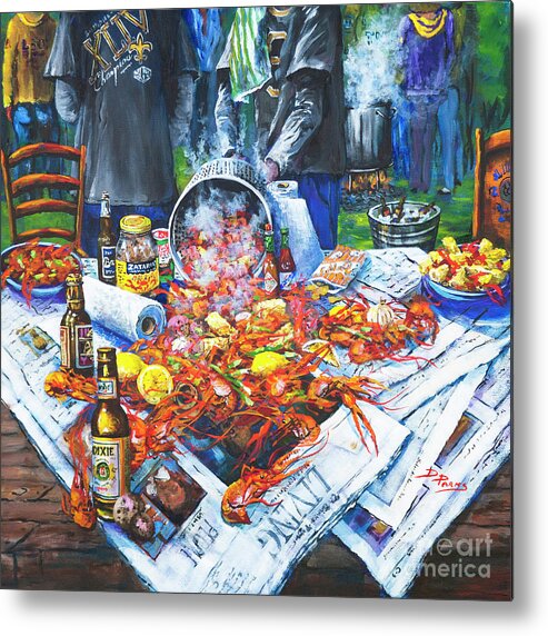 New Orleans Art Metal Poster featuring the painting The Crawfish Boil by Dianne Parks
