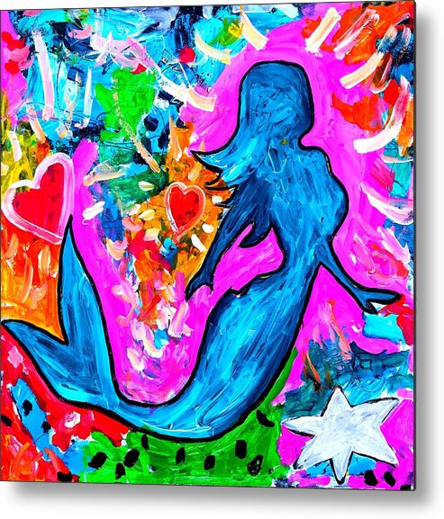 Mermaid Metal Print featuring the painting The dancing mermaid by Neal Barbosa