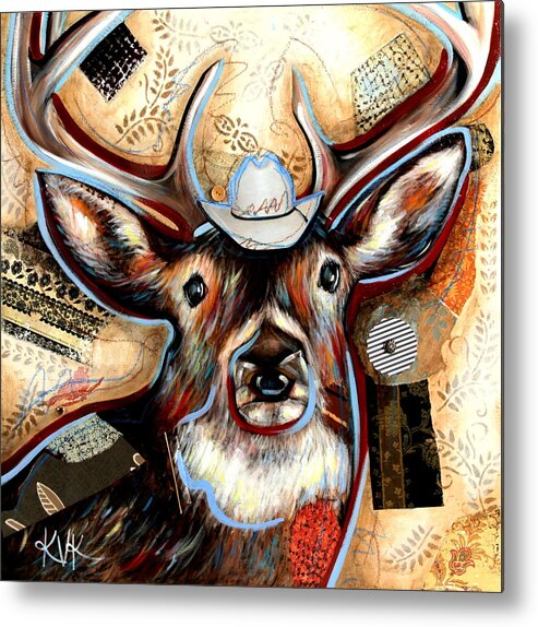 Country Critters Metal Print featuring the mixed media The Deer by Katia Von Kral