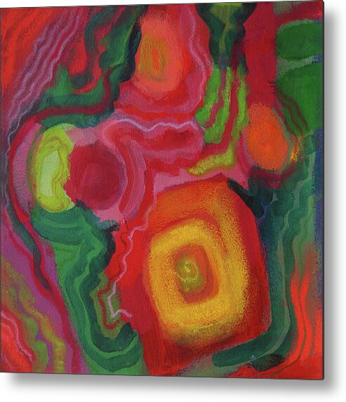 Abstract Metal Print featuring the pastel The Fire Under my Foot by Edie Cohn
