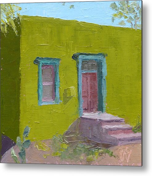 Landscape Metal Print featuring the painting The Green House by Susan Woodward