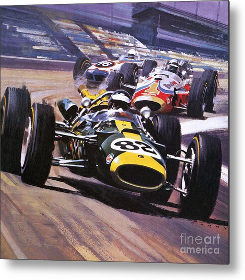 Indy 500 Metal Print featuring the painting The Indianapolis 500 by Wilf Hardy