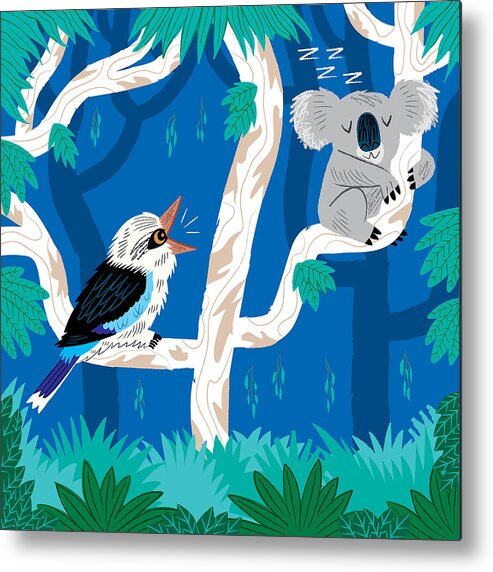 Koal Metal Print featuring the digital art The Koala and The Kookaburra by Oliver Lake