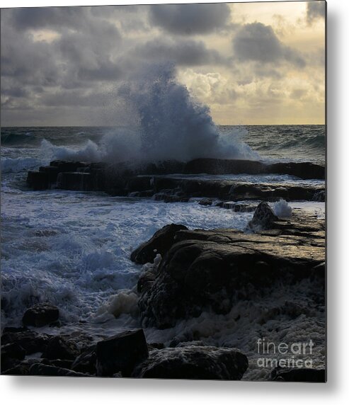 Photography By Paul Davenport Metal Print featuring the photograph The labouring of waves. 1 by Paul Davenport