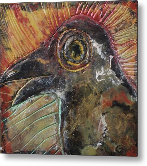 Raven Metal Print featuring the painting The Raven by Gitta Brewster