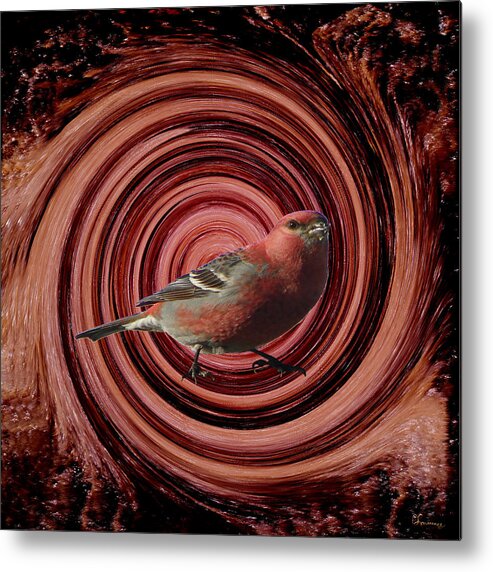 Bird Red Abstract Water Splash Mother Nature Wild Animal Digital Art Metal Print featuring the digital art The Red Bird by Andrea Lawrence