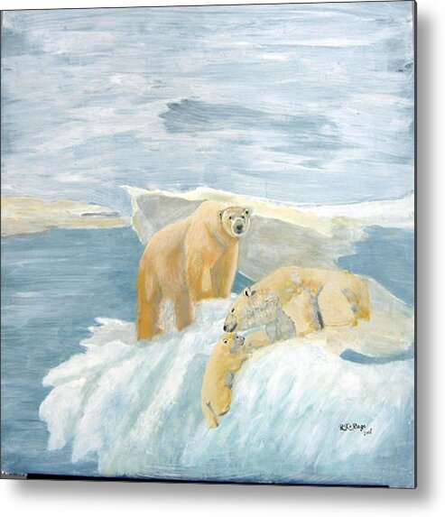 Polar Bears Metal Print featuring the painting The Three Bears by Richard Le Page