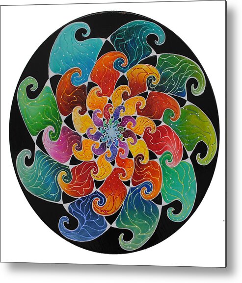 Round Metal Print featuring the painting The Universal Wave by Patricia Arroyo