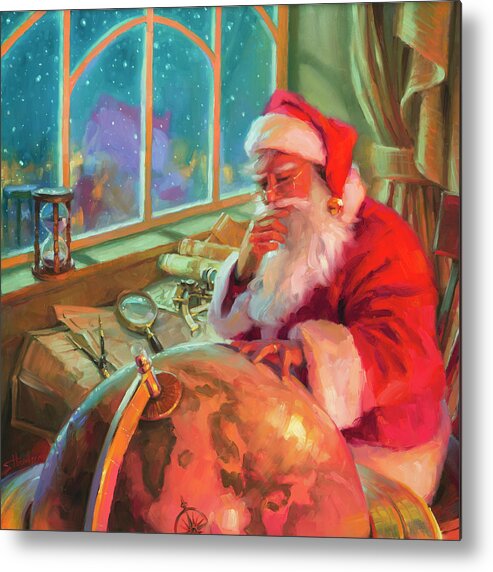 Christmas Metal Print featuring the painting The World Traveler by Steve Henderson