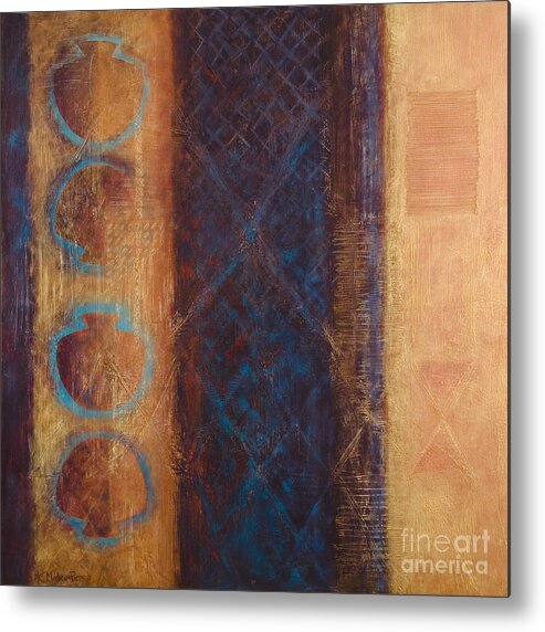 Abstract Metal Print featuring the painting The X Factor Alchemy of Consciousness by Kerryn Madsen-Pietsch