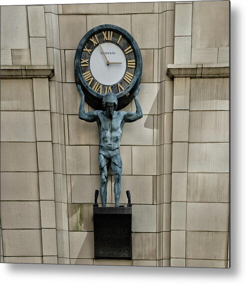 Tiffany Metal Print featuring the photograph Tiffany Atlas Clock - Philadelphia by Bill Cannon