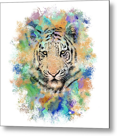 Tiger Metal Print featuring the digital art Tiger 3 by Lucie Dumas