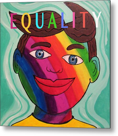 Rainbow Metal Print featuring the painting Tillie for Equality by Patricia Arroyo