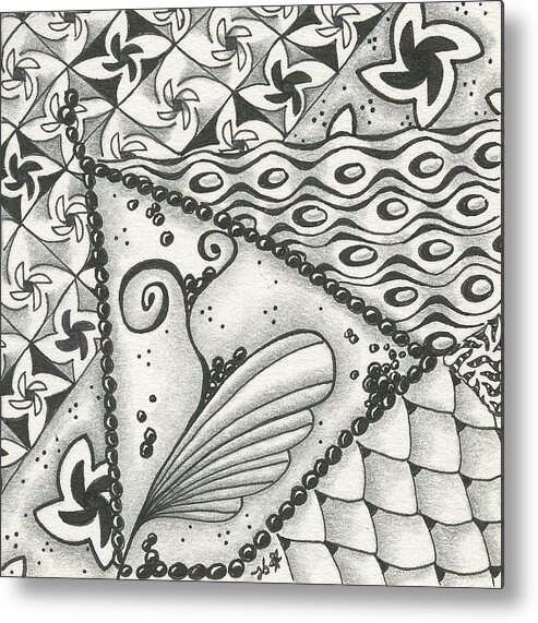 Zentangle Metal Print featuring the drawing Time Marches On by Jan Steinle