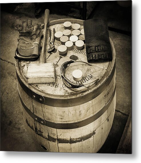 Bourbon Barrel Metal Print featuring the photograph Tools of the Trade by Karen Varnas
