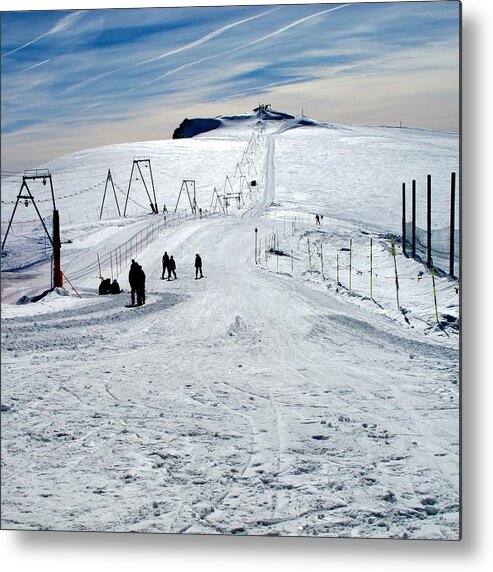Zermatt Metal Print featuring the photograph Top of the Alps Ski Trail by Sue Morris