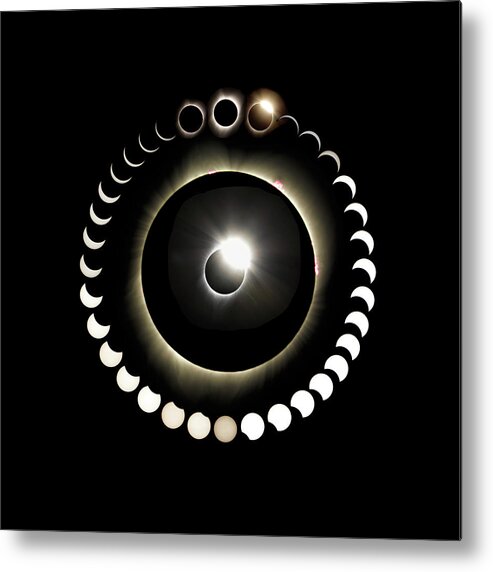 Solar Eclipse Metal Print featuring the photograph Total Solar Eclipse Composite by Her Arts Desire