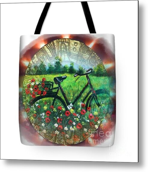 Bike Metal Print featuring the painting Tote Bag - romantic break 2 by Vesna Martinjak