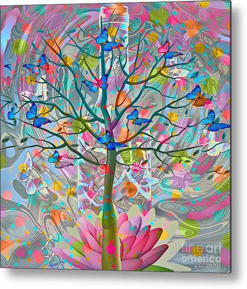 Abstract Metal Print featuring the digital art Tree Of Life by Eleni Synodinou