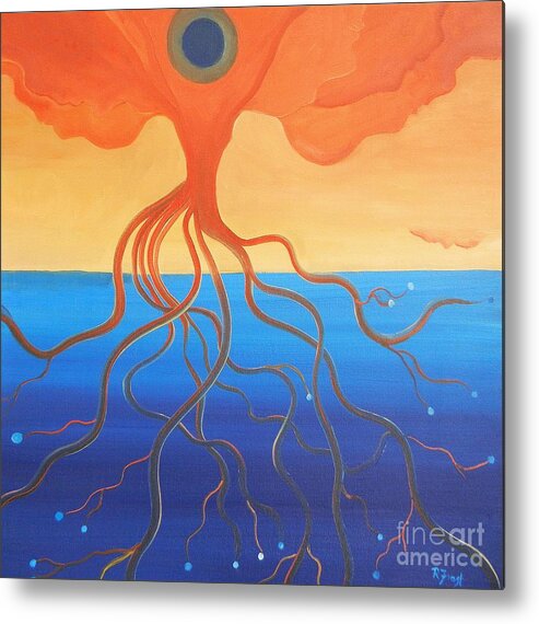 Weird Paintings Metal Print featuring the painting Tree of Life Interpretation by Reb Frost