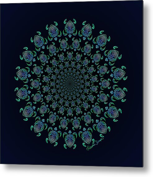 Tribal Metal Print featuring the digital art Tribal Turtle Tunnel by Heather Schaefer