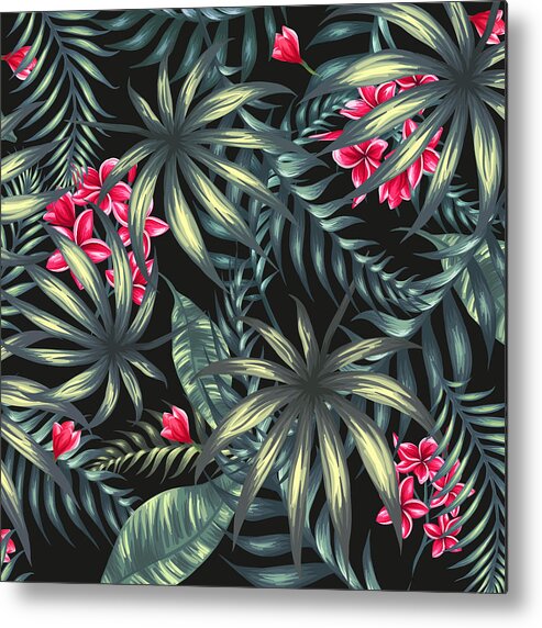 Tropical Metal Print featuring the painting Tropical Leaf Pattern by Stanley Wong